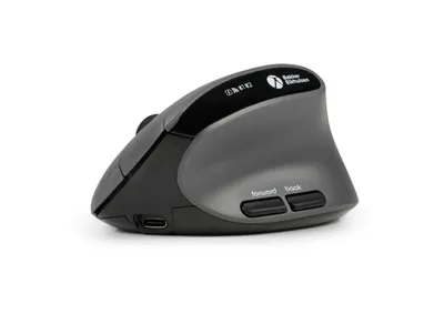 Produktbild von BakkerElkhuizen MidWay mouse Right, rechts, Vertikale Ausführung, Optisch, RF Wireless + Bluetooth + USB Type-C, 2400 DPI, Grau, Schwarz