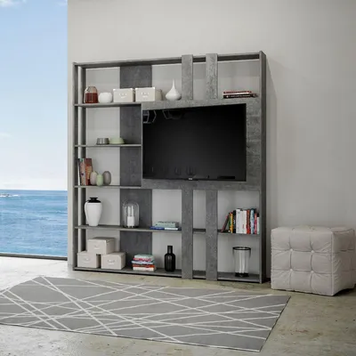 Immagine prodotto di Libreria Moderna 5 Ripiani con Pannello per TV 178x36x204 cm in nobilitato Grigio