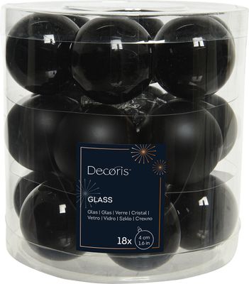 Weihnachtskugeln Glas 4cm 18 Stück - Schwarz
