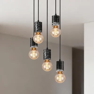Produktbild von home24 Pendelleuchte - Rund - Schwarz - Gusseisen / Marmor