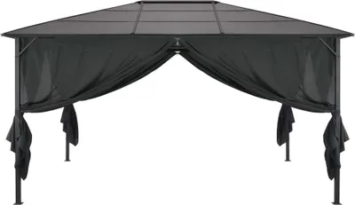 Produktbild von vidaXL Gartenpavillon mit Vorhang Aluminium 4×3×2,6 m Schwarz