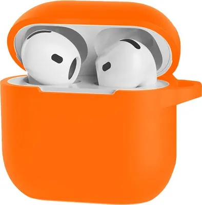 Image de Étui de protection en silicone pour Apple AirPods 4, avec clip, de couleur orange