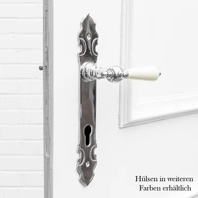 Produktbild von Drückergarnitur für Haustüren-Porzellangriff-Edles Design | PZ92 | Nickel glanz