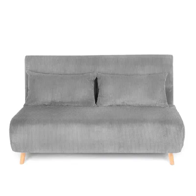 Zdjęcie produktu dla HOMLA Sofa SOLACE 2-osobowa, z funkcją spania sztruksowa szara 140x91x84 cm