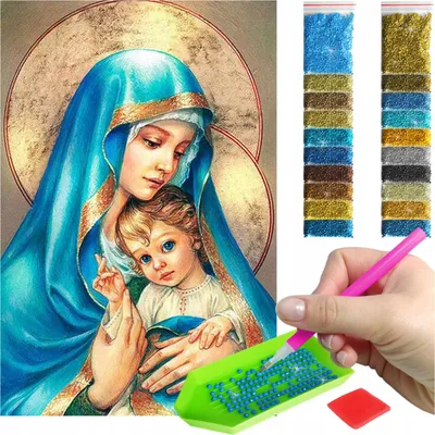 Produktbild von ARTULIO - Diamond Painting Set - Maria mit Jesuskind im klassischen Stil - 60 x 40 cm - Groß XXL - Diamant Painting, Komplettset Mosaik