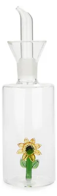 Ölflasche mit Sonnenblume, Borosilikatglas, 21,5 cm