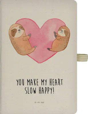 Produktbild von Mr. & Mrs. Panda notizbuch Faultiere Herz - Transparent - Geschenk, für Frauen, Freundin, Valentinstag, Kladde, Skizzenbuch, Tagebuch, Hardcover A4, Jahrestag, Partner