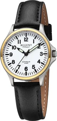 Produktbild von Regent Leder Damen Uhr Armbanduhr Quarz schwarz Lederarmband D2UR2092566
