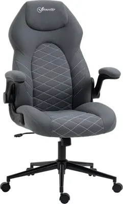 Produktbild von Bürostuhl mit Rückenlehne, höhenverstellbar, klappbare Armlehnen, Wippfunktion, dunkelgrau