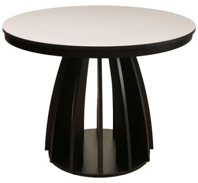 Produktbild von Selsey Diciffy – Ausziehbarer Esstisch Greige mit schwarzem Gestell 100–140x100 cm