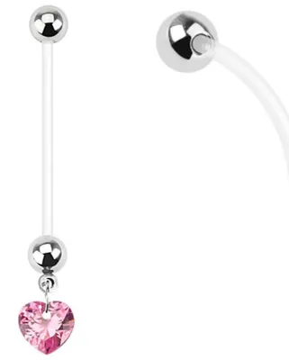 Produktbild von Schwangerschaftspiercing: Bio Flex Piercing für Schwangere „Zirkonia Herz“ Pink