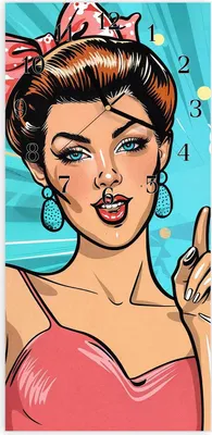 Produktbild von Wanduhr aus Glas mit Motiv Retro Frauen Illustration- 30 x 60 cm - inkl. Aufhängesystem