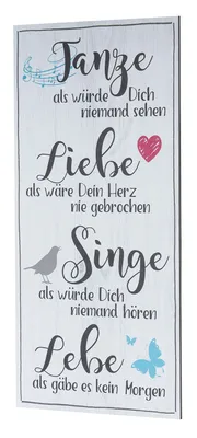 Produktbild von Wandbild 20x40cm Tanze Liebe Singe Lebe Spruch Wandschild Wanddeko Bild Schild