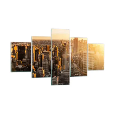Produktbild von Bilder auf glas - New York Wolkenkratzer Manhattan - 125x70cm - Glasbilder - Wandbilder - Kunstdruck - zum Aufhängen bereit - Wanddekoration aus Glas - Glas Bilder - Wandbild auf Glas - GEA125x70-2672