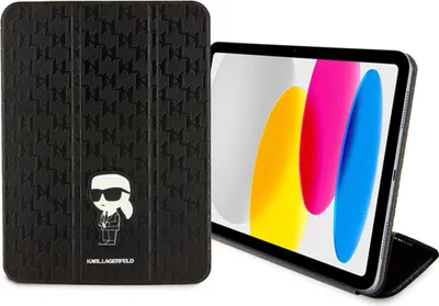 Produktbild von Karl Lagerfeld, Hülle für iPad Pro 10.9 Zoll 2022 Folio Saffiano Collection Ikonik Karl NFT, Schwarz