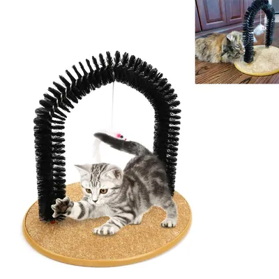 Produktbild von Katzenbürsten, Katzen-Selbstpflegebürsten für Hauskatzen, Katzenmassagegerät, Bogenpfosten zum Reiben und Enthaaren mit süßem Kätzchenspielzeug