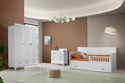 Produktbild von Kinderzimmer Modern Set Kinderbett Kleiderschrank Kommode Schlafzimmer Neu
