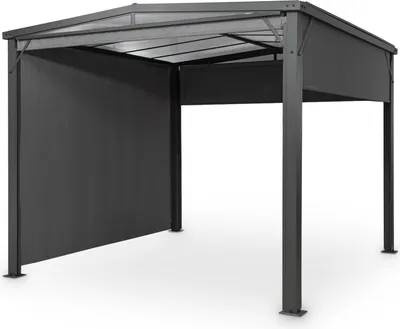 Produktbild von Blumfeldt Pavillon 3x3 m, Aluminium-Pavillon mit Dach aus Polycarbonat, Pavillon Wasserdicht, Stabil & Winterfest, Pergola Freistehend mit Seitenwand, Gartenpavillon für Terrasse und Balkon