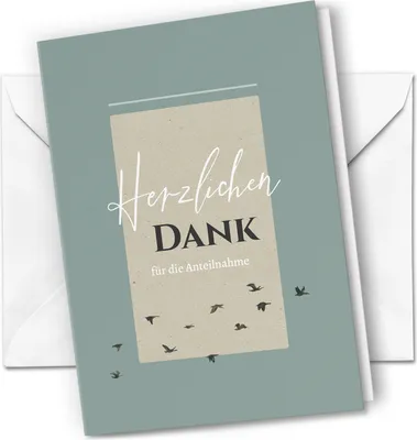 Produktbild von 10 x Trauer Danksagungskarten Grußkarten inklusive Umschlag DIN A6, Trauerkarten Vögel fliegen, Danke Sagen nach Beerdigung, Trauerfall