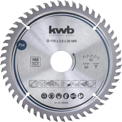 Produktbild von kwb Kreissägeblatt 170 x 30 mm, sehr feiner Schnitt, Sägeblatt geeignet für Arbeitsplatten, Holz und beschichtete Platten