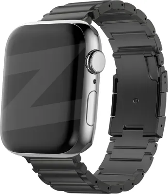 Produktbild von Bandz Titan-Gliederarmband passend für Apple Watch 1/2/3/4/5/6/8/9/SE/Ultra (2) - Größe 42 / 44 / 45 / 49 mm Titan-Material Smartwatch-Armband - schwarzes Titan Apple Watch Armband