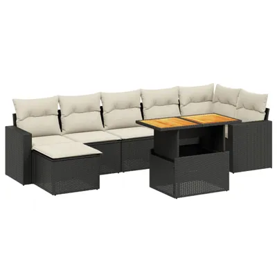 Produktbild von vidaXL 8-tlg. Garten-Sofagarnitur mit Kissen Schwarz Poly Rattan