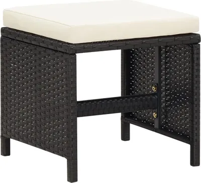 Produktbild von vidaXL Gartenhocker 4 Stk. mit Kissen Schwarz Poly Rattan