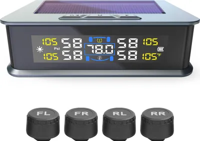 Obrázek produktu pro Systém monitorování tlaku v pneumatikách, solární monitor tlaku v pneumatikách se 4 externími senzory, bezpečnostní alarm, zobrazení teploty v reálném čase pro terénní vozidla SUV