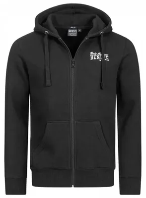Image de Sweat à capuche homme avec fermeture éclair coupe étroite CHEST LOGO Black S BENLEE