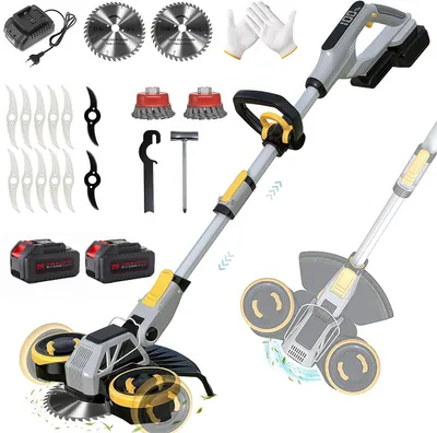 Produktbild von Akku Rasentrimmer, 4in1 Rasenkantenschneider, mit 2× 4000mAh Akku, kompatibel mit Makita-Akkus, Bürstenloser Motor, Gartengerate mit Unkrautbürste