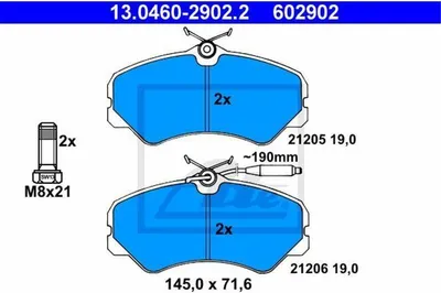 Immagine prodotto di ATE Set di pastiglie freno, freno a disco Articolo: 13.0460-2902.2