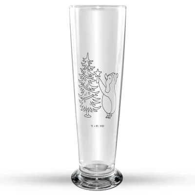 Produktbild von Mr. & Mrs. Panda Bierglas Pinguin Weihnachtsbaum - Transparent - Geschenk, Weihnachten, Bier Glas, Glasbecher, Bierbecher, Trinkglas, Winter, Glasbierglas