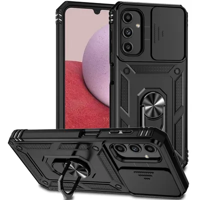 Obrázek produktu pro Pouzdro pro Samsung Galaxy A14 5G dvouvrstvé pouzdro s posuvným krytem kamery a prstencovým stojánkem černé