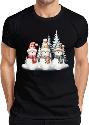 Produktbild von Schneemänner - Weihnachten Weihnachtsgeschenk Christmas Herren T-Shirt, Schwarz, 3XL