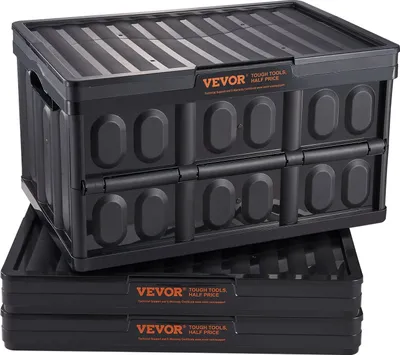 Obrázek produktu pro sada 3 profesionálních skládacích boxů 45L z PP Přepravní box s víkem Skládací úložný box s rukojetí Stohovatelné boxy Úložný box Skládací boxy Stohovací boxy pro skladování a přepravu