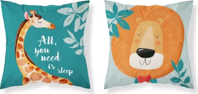 Immagine prodotto di Detexpol Federa in cotone 40x40 All you need is sleep giraffa leone verde reversibile PSBA 23 B Mayamoo 26