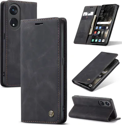 Image de Oppo Reno8 T 5G Cover, RetroPolyuréthaneLeather Case with Stand Function Protection Case for Oppo Reno8 T 5G Black