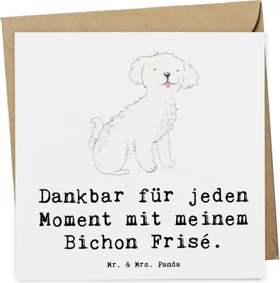 Produktbild von Mr. & Mrs. Panda Klappkarte Bichon Frisé Moment - Weiß - Geschenk, Grußkarte, doppelkarte, faltkarte, Glückwunschkarte, anlasskarte