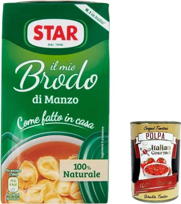 Produktbild von 6x Star brodo Manzo Brühe Broth Flüssigkeit Rindfleisch an Geschmack Fertiggerichte 500ml + Italian gourmet polpa 400g