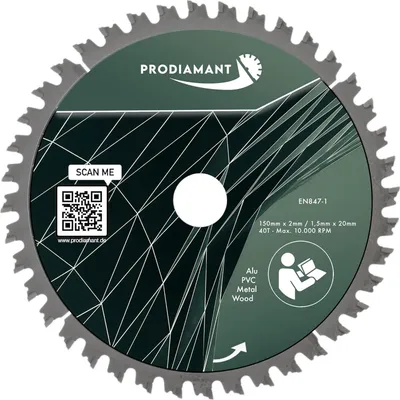 Produktbild von PRODIAMANT Kreissägeblatt 150mm für Holz, Metall & Alu mit HM TCT Zähnen