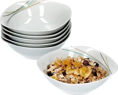 Obrázek produktu pro Aliha Sada 6 misek na cereálie Polévková miska Malá miska Ø14,3cm 300ml Line Deco Noble Brand Porcelain