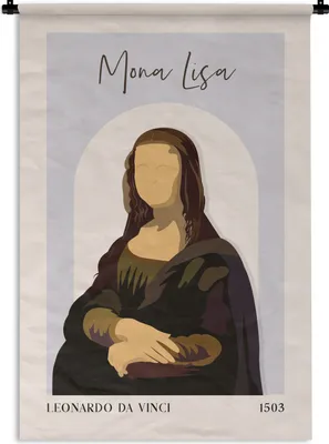 Produktbild von MuchoWow® Wandteppich Wandbehang Mona Lisa - Blau - Licht - Alte Meister 60x90 cm Tapisserie Dekoration Wandtuch - Foto-Teppich - Abwaschbar