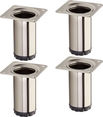 Produktbild von 4 Stück Möbelfüße BRAVO Höhe 80 mm (+ 10 mm) Ø 40 mm Edelstahloptik höhenverstellbare Schrankbeine aus Stahl belastbar bis 50 kg pro Stützfuß SOTECH