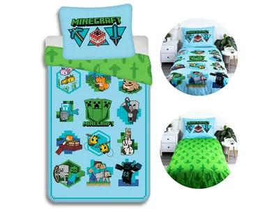 Obrázek produktu pro Minecraft Sada povlečení na zip PRO HRÁČE, bavlněné povlečení pro chlapce 140x200 cm, Oeko-Tex