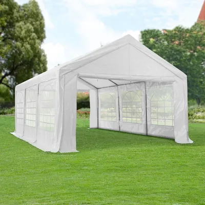 Produktbild von Juskys Partyzelt Gala 4 x 6 m - UV-Schutz Plane, flexible Seitenwände - Pavillon stabil, groß - Outdoor Party Garten - Zelt Festzelt Weiß