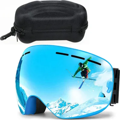 Produktbild von Skibrille Damen Herren, Schneebrille 100% UV-Schutz Skibrille für brillenträger, Anti-Nebel Snowboard Brille Ski Goggles Mit Brillenbox