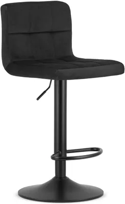 Produktbild von VBChome Barhocker Schwarz Barstuhl Bistrohocker Höhenverstellbar und 360° Drehbar Fußstütze Tresenhocker Sitzmaterial-Velours Schwarz Gestell Schwarz