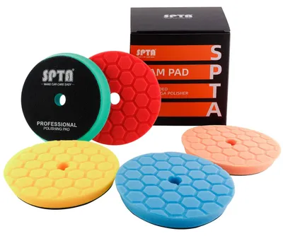 Zdjęcie produktu dla SPTA, zestaw 5 sztuk, gąbki polerskie heksagonalne, 125 mm, gąbki do woskowania, gąbki polerskie samochodowe