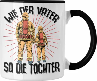 Produktbild von Trendation - Feuerwehr Tochter Tasse Geschenke Zubehör Lustig Einsatz Geburtstag Spruch Wie Der Vater So Die Tochter (Schwarz)
