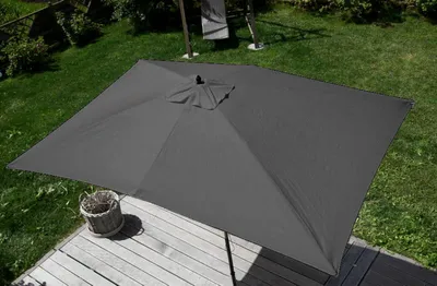 Produktbild von Sonnenschirm Lissabon, Gartenschirm Marktschirm, 2x3m Polyester/Holz 6kg  anthrazit